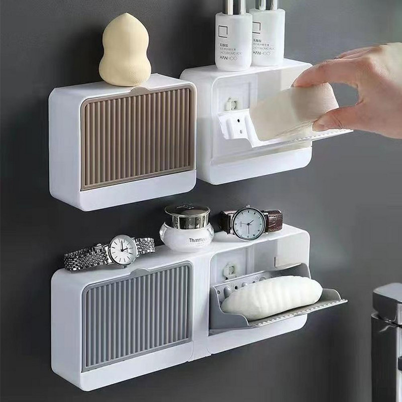 Nova kutija za sapun s pražnjenjem Kutija za sapun s dvostrukim pretincima Montirana na zid bez s poklopcem za sapun Kutija za sapun Držač za sapun Probijanje V3P1