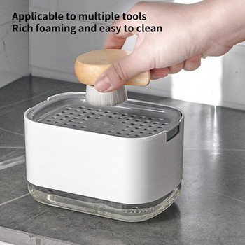 Дозатор за течен сапун Разглобяем двуслоен дренажен дизайн Гладка дозираща преса Тип ръчен дозатор за сапун Кухненски консумативи
