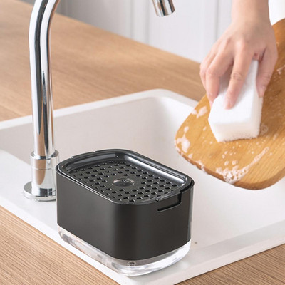 Дозатор за течен сапун Разглобяем двуслоен дренажен дизайн Гладка дозираща преса Тип ръчен дозатор за сапун Кухненски консумативи
