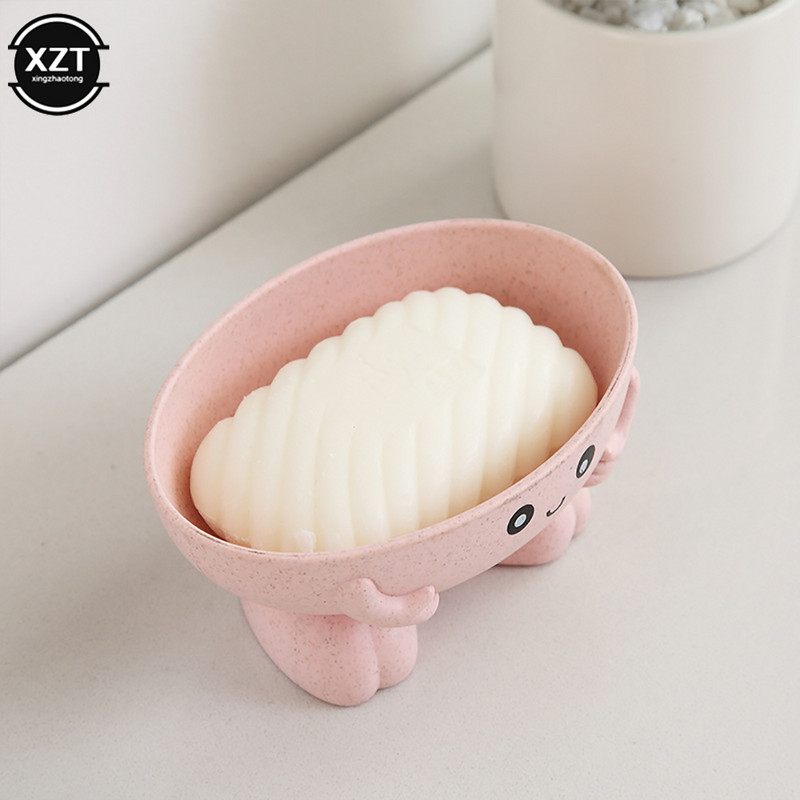 Keskkonnasõbralik seebikarp Armas koomiksikujuline äravooluavaga seebialus, mida on lihtne puhastada Vannitoa lastele mõeldud kommivärvi seebid