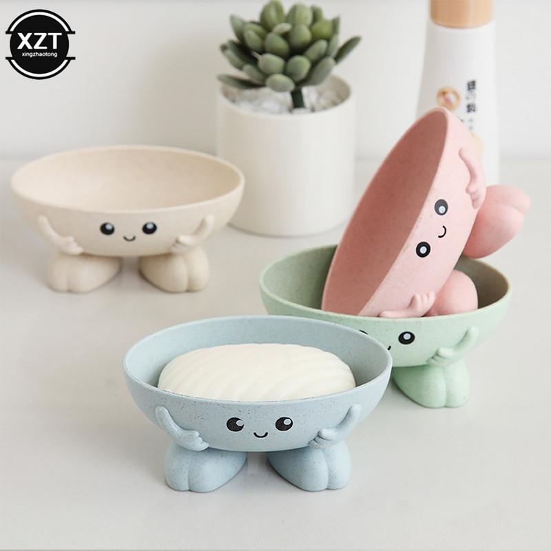 Keskkonnasõbralik seebikarp Armas koomiksikujuline äravooluavaga seebialus, mida on lihtne puhastada Vannitoa lastele mõeldud kommivärvi seebid