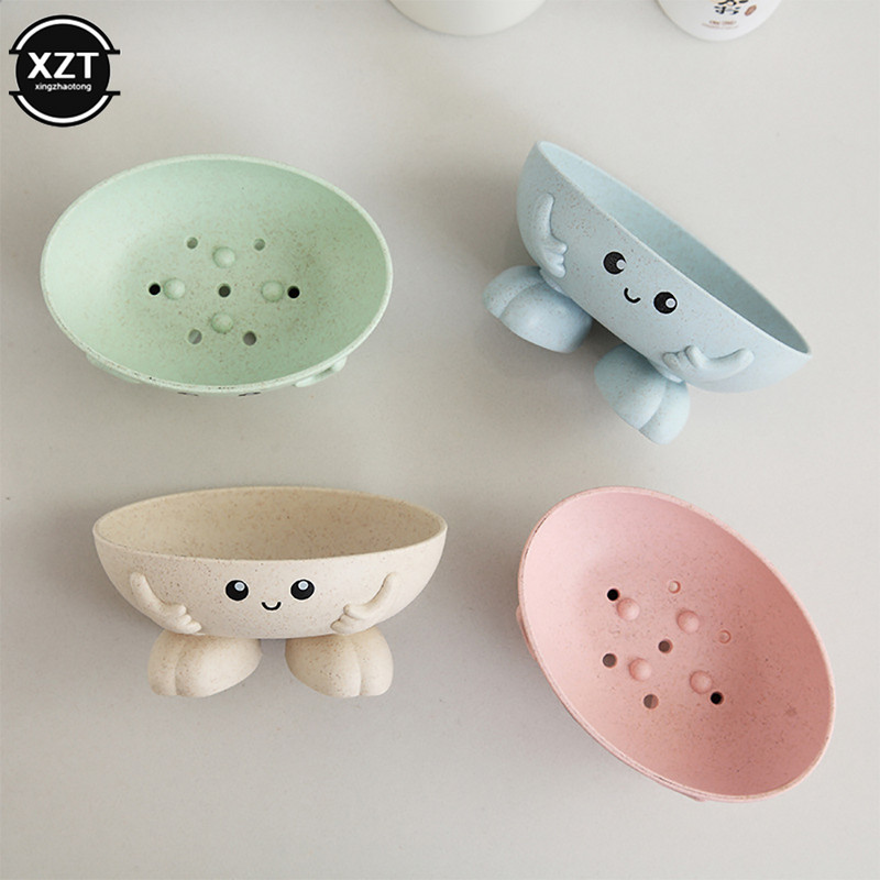 Keskkonnasõbralik seebikarp Armas koomiksikujuline äravooluavaga seebialus, mida on lihtne puhastada Vannitoa lastele mõeldud kommivärvi seebid