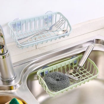 Πλύνετε Πολυλειτουργική βεντούζα Βάση σφουγγάρι πιάτων Κρεμαστή σχάρα αποθήκευσης Ράφι αποστράγγισης Νιπτήρας ράφι Εργαλείο αξεσουάρ κουζίνας