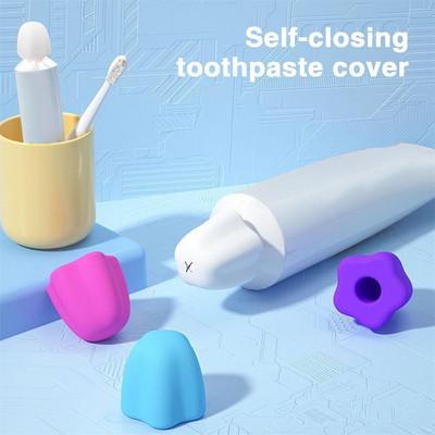 Самозатваряща се силиконова паста за зъби Дозатори без отпадъци за възрастни деца Баня Без бъркотия Капаци за паста за зъби Топер за паста за зъби