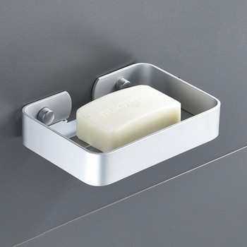 Държач за съхранение на сапунерка Черен алуминиев държач за сапун за баня Душ Монтирана на стена Декоративна кутия за сапунерки Кошница Квадрат