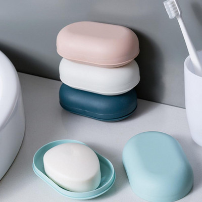 Кутия за сапун Устойчив на влага Непропусклив калъф за сапун Дизайн на пластмасов капак Поставка за сапун за баня