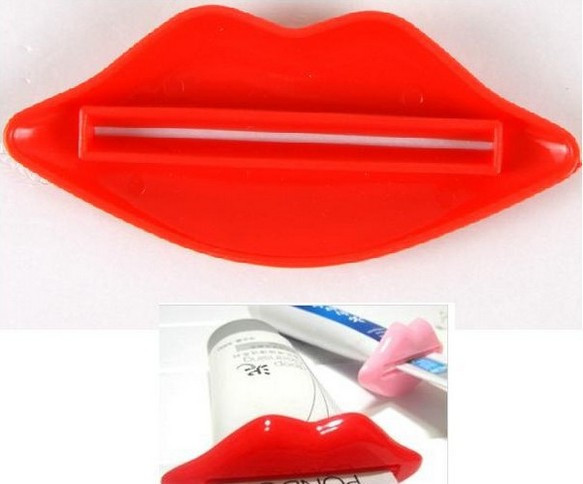 Naujas universalus išspaudimas Creative Red Lips dantų pastos išspaudimo prietaisas dantų pastos geliai kremo losjonas išspaudžiamas dantų pastos klipas