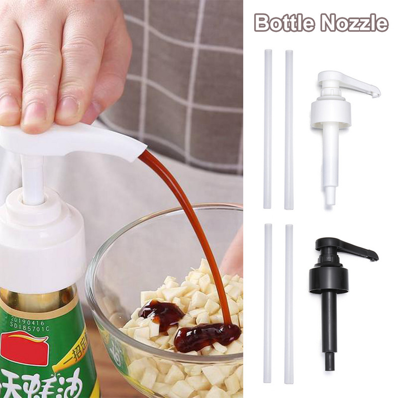 Push-tüüpi vedelikupudelipea asendusdüüsid siirup pudeli otsik Survega toidukvaliteediga PP köögiõli pihusti jaotur Pump