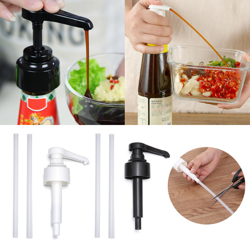 Push-tüüpi vedelikupudelipea asendusdüüsid siirup pudeli otsik Survega toidukvaliteediga PP köögiõli pihusti jaotur Pump