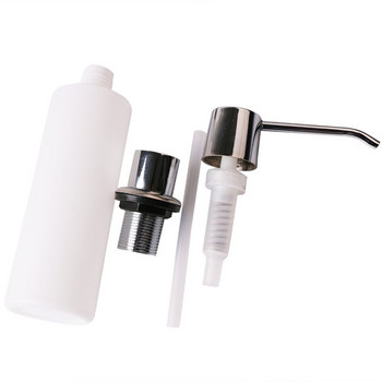 300ML Кухненски дозатор за сапун от неръждаема стомана, мивка, бутилка за течен сапун, течна пластмасова преса, помпа, бутилка за дезинфектант за ръце