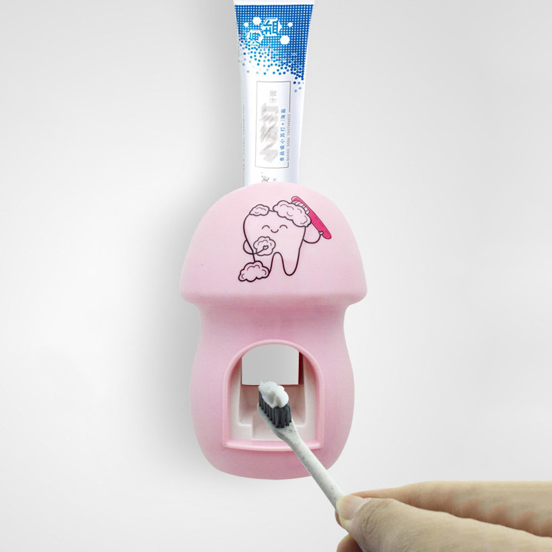 WIKHOSTAR Automatski dozator paste za zube Dječji slatki stiskač paste za zube Zidni držač četkice za zube Kupaonski pribor