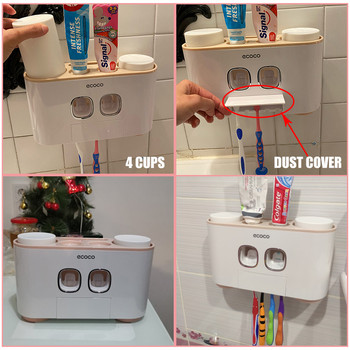 Автоматичен дозатор за паста за зъби Изстисквачка за паста за зъби Стенен държач за четка за зъби Комплект аксесоари за баня