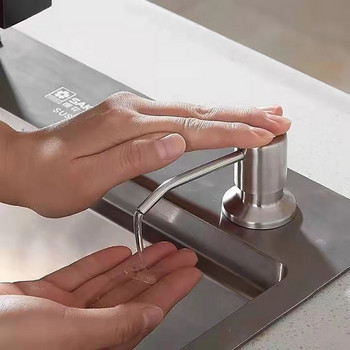 Кухненски дозатор за течен сапун Помпа от неръждаема стомана Дозатор за сапун за вграждане в мивка със силиконова удължителна тръба Бутилка за кухненски сапун