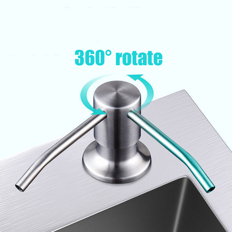 Köögi vedelseebi dosaator roostevabast terasest pump Sisseehitatud kraanikausi seebi dosaator silikoonist pikendustoruga köögiseebi pudel