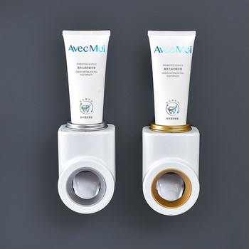Автоматични изстисквачки за паста за зъби Дозатор Монтиране на стена Без удари Устойчив на прах Поставка за четка за зъби Поставка за съхранение Аксесоари за баня