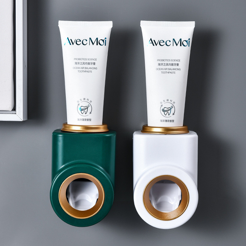 Automātiskās zobu pastas spiedes dozators sienas stiprinājums Bez caurumojuma, putekļu necaurlaidīgs zobu birstes turētājs Glabāšanas statīvs Vannas istabas piederumi