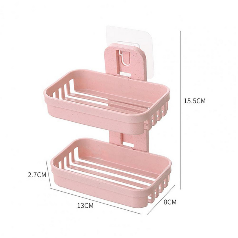 Ziepju trauki Dobs dizains Spēcīga lipība Ziepju plākšņu turētājs Laba nestspēja PP Ziepju glabāšanas statīvs Bez perforatora ziepju plaukts