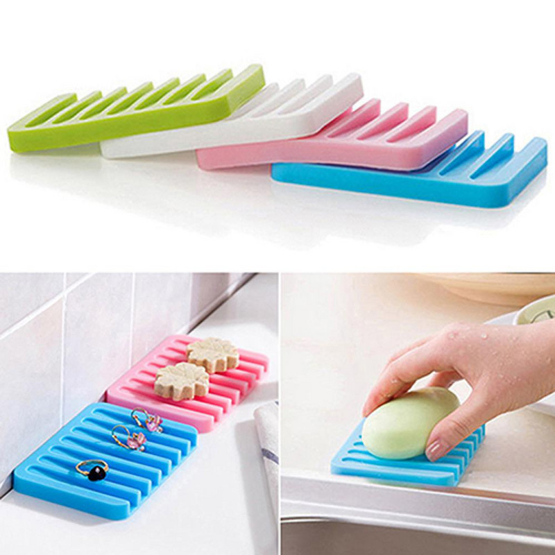 Prijenosni fleksibilni kupaonski silikonski stalak za posudu za sapun Držač za pohranu Kutija za sapun Tanjur za odvod Držač za sapun