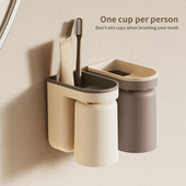 Stalak za pohranjivanje paste za zube 1 set Držač četkice za zube Naopako okrenut odvod Kupaonica velikog kapaciteta sa šalicom za ispiranje usta Svakodnevna uporaba