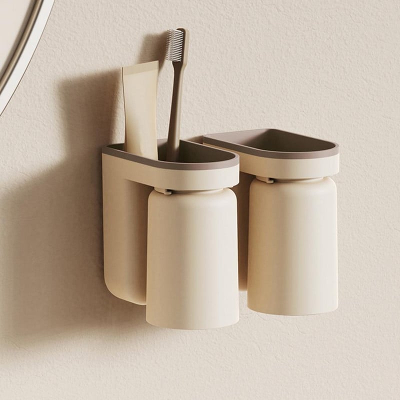 Stalak za pohranjivanje paste za zube 1 set Držač četkice za zube Naopako okrenut odvod Kupaonica velikog kapaciteta sa šalicom za ispiranje usta Svakodnevna uporaba