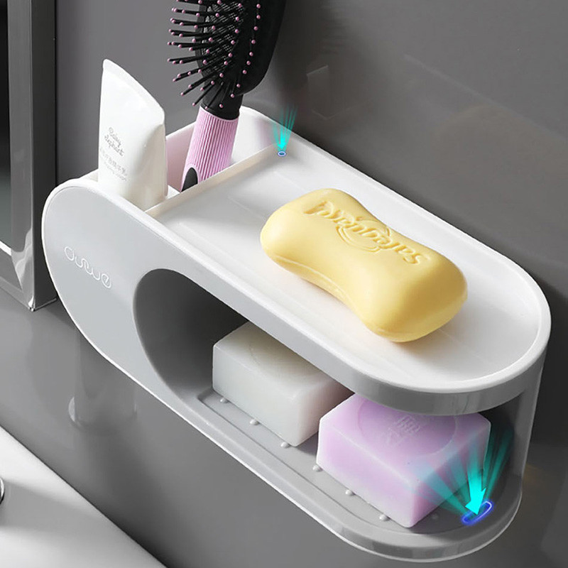 Višenamjenska zidna kutija za sapun Vodootporna WC kutija za pohranu s automatskim odvodom Kuhinjski stalak Set kupaonski pribor