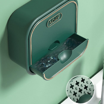 Творческа домакинска кутия за сапун за пране Кутия за съхранение на сапун с двойно оттичане Без пробиване Стенен монтиран чекмедже Стелажи за сапунерки