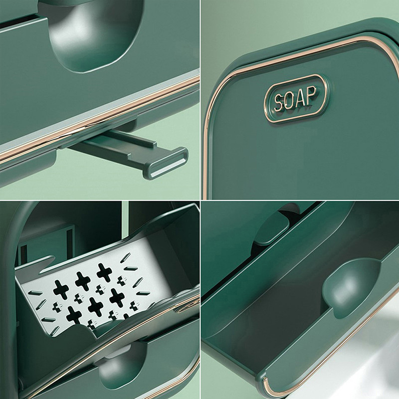 Kreativna kućanska kutija za sapun za pranje rublja Kutija za pohranu sapuna s dvostrukim odvodom bez probijanja Zidna ladica Stalci za posuđe za sapun