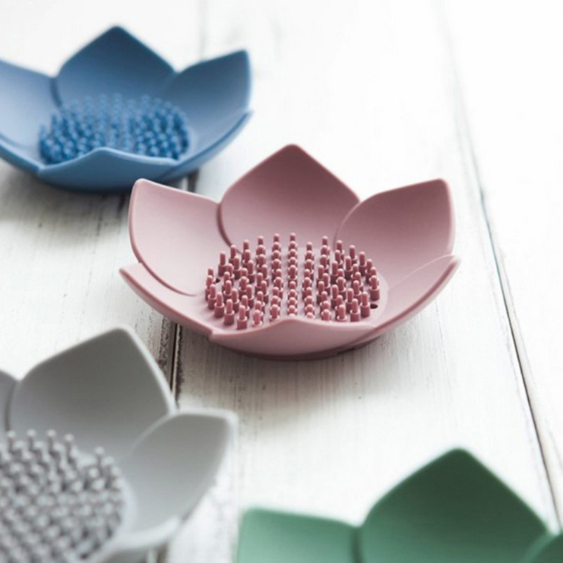 Silikonska kutija za sapun u obliku lotosa Neklizajuća posuda za sapun s drenažom Posuda za sapun Kupaonski pribor