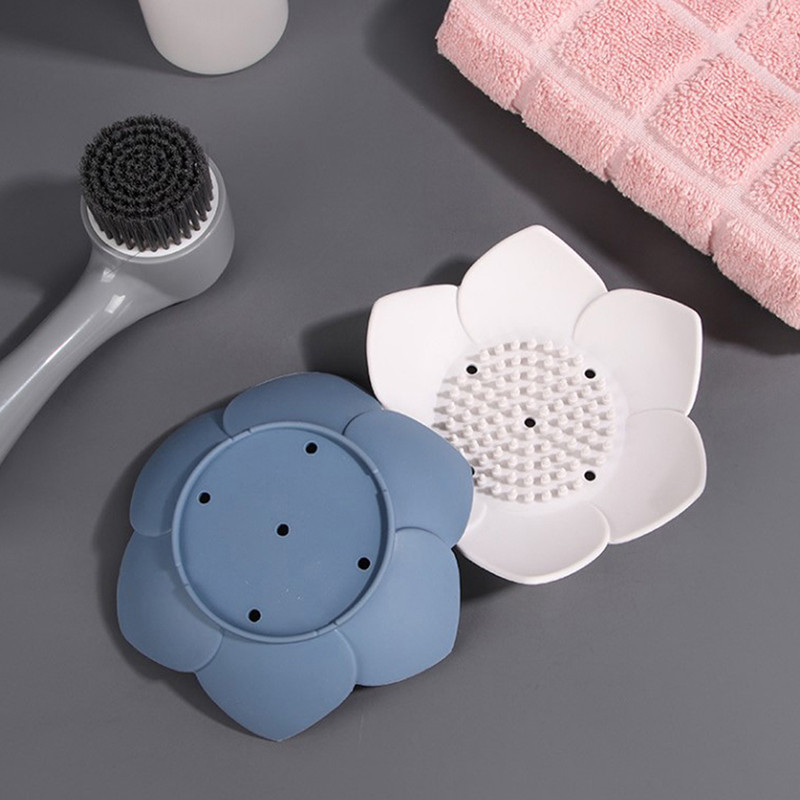 Silikonska kutija za sapun u obliku lotosa Neklizajuća posuda za sapun s drenažom Posuda za sapun Kupaonski pribor