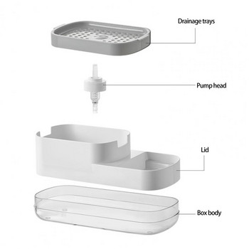Εγχειρίδιο New Soap Dispenser With Sponge Holder Cleaning Liquid Pump Dispenser Container Press Home Bathroom Kitchen Accessories