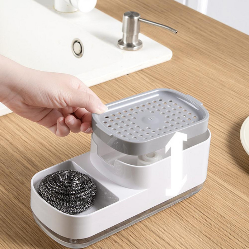 Naujas muilo dozatorius su kempinės laikikliu Valymo skysčio siurblio dozatoriaus talpyklos vadovas Presas Pagrindinis puslapis Vonios kambarys Virtuvės priedai