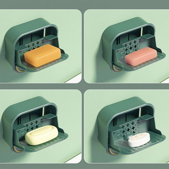 Θήκη αποθήκευσης πιάτων σαπουνιού Διπλή στρώση Σχάρα αποστράγγισης Δοχείο Διακοσμητικό δημιουργικό επιτοίχιο κουτί σαπουνιού με σχάρα αποστράγγισης καπακιού