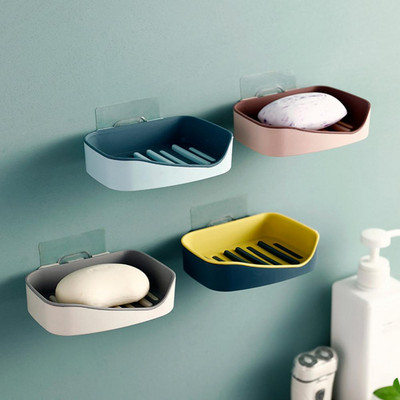 Στήριγμα σαπουνιού Δίσκος πιάτων αποστράγγισης για το σπίτι Μπάνιο Βάση τοίχου Σφουγγάρι διπλής στρώσης