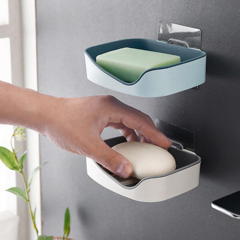 Στήριγμα σαπουνιού Δίσκος πιάτων αποστράγγισης για το σπίτι Μπάνιο Βάση τοίχου Σφουγγάρι διπλής στρώσης