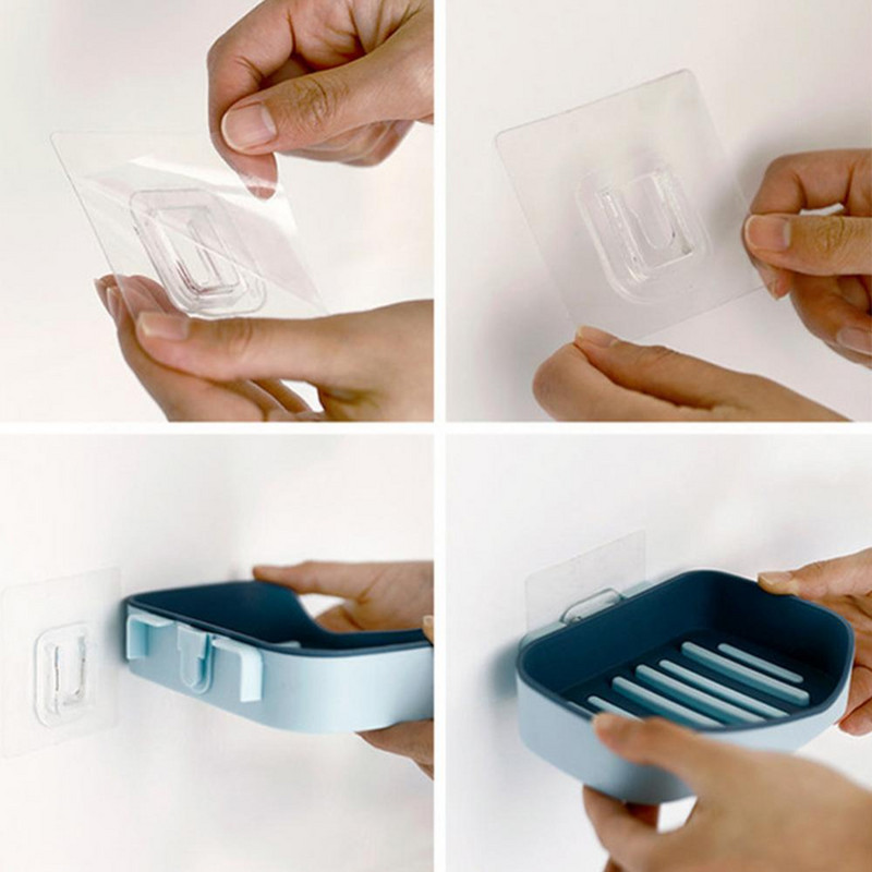 Στήριγμα σαπουνιού Δίσκος πιάτων αποστράγγισης για το σπίτι Μπάνιο Βάση τοίχου Σφουγγάρι διπλής στρώσης