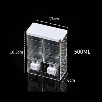 1 бр. 500 мл ръчни дозатори за течен сапун Двуглави стенен прозрачен дезинфектант за баня