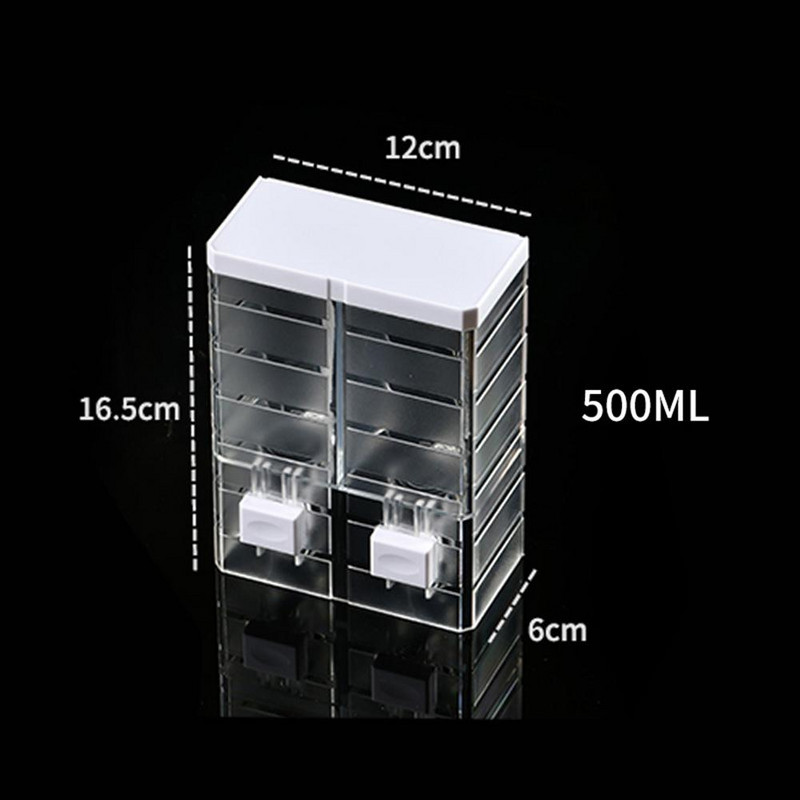 1kom 500ml ručni dozatori tekućeg sapuna s dvostrukom glavom, zidni prozirni hotelski dezinficijens za kupaonicu