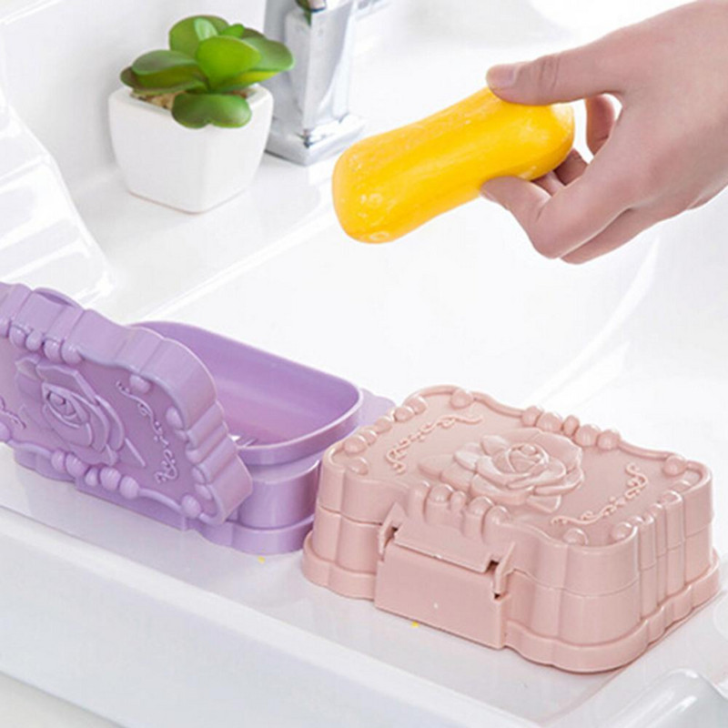 Držač posude za sapun s uzorkom ruža Kutija za pohranu Kupaonski putni kovčeg Stalak s poklopcem Držač za sapun