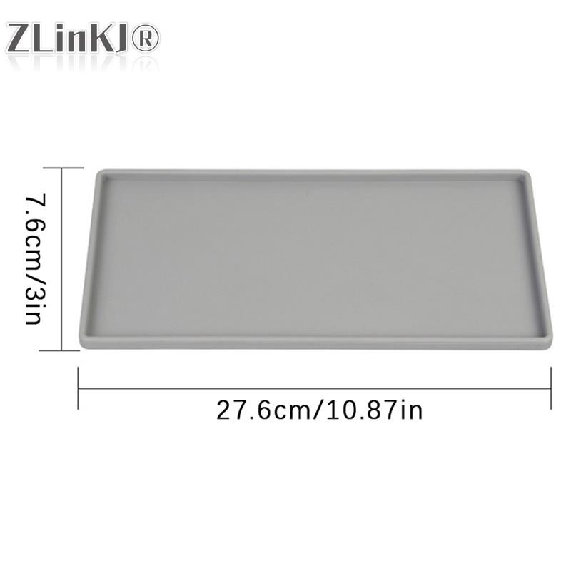 Επίπεδος δίσκος σιλικόνης Τετράγωνος Αντιολισθητικός Ματ Στήριγμα Κινητό Στήριγμα Σαπουνιού Μπάνιου Θήκη για μαχαιροπίρουνα καφέ 27,6x7,6 cm