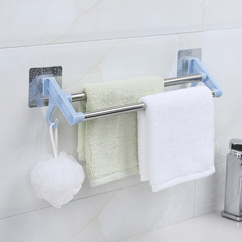 Ζεστό μπάνιο Κουζίνας-χωρίς μπουνιά πετσέτες από ανοξείδωτο ατσάλι Πλαστική διπλή ράβδος χωρίς ίχνη Αυτοκόλλητη ράβδος αποθήκευσης για πετσέτες