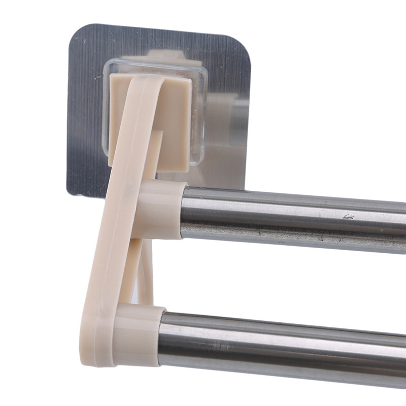 Vruća kupaonica Kuhinja Stalci za ručnike bez bušenja Plastična dvostruka šipka od nehrđajućeg čelika Bez tragova Ljepljiva šipka za ručnike Stalci za pohranu