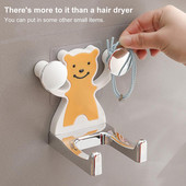 Držač sušila za kosu Zidni crtani uzorak Otisak plastičnog medvjeda Sušilo za kosu Organizator Stalak Dekoracija Kupaonski pribor