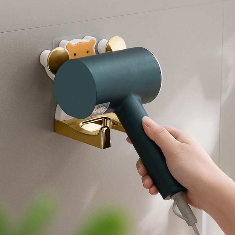 Držač sušila za kosu Zidni crtani uzorak Otisak plastičnog medvjeda Sušilo za kosu Organizator Stalak Dekoracija Kupaonski pribor