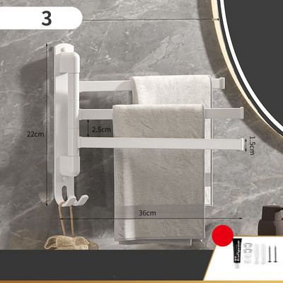 Vannas istabas dvieļu plaukts, grozāms dvieļu turētājs, grozāms nerūsējošā tērauda 1/2/3/4/5 stieņu dvieļu pakaramais virtuves plaukts, piekarināms pie sienas