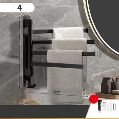 Vannas istabas dvieļu plaukts, grozāms dvieļu turētājs, grozāms nerūsējošā tērauda 1/2/3/4/5 stieņu dvieļu pakaramais virtuves plaukts, piekarināms pie sienas