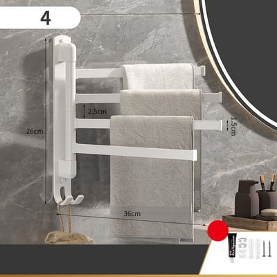 Vannas istabas dvieļu plaukts, grozāms dvieļu turētājs, grozāms nerūsējošā tērauda 1/2/3/4/5 stieņu dvieļu pakaramais virtuves plaukts, piekarināms pie sienas