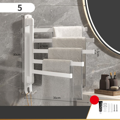 Vannas istabas dvieļu plaukts, grozāms dvieļu turētājs, grozāms nerūsējošā tērauda 1/2/3/4/5 stieņu dvieļu pakaramais virtuves plaukts, piekarināms pie sienas