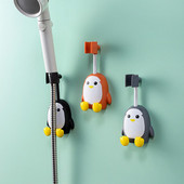 Stalak za glavu tuša Vodootporan, jak nosivost, 360 stupnjeva, podesiv, otporan na vlagu, plastični crtani pingvin, bez bušenja