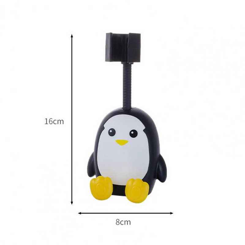 Stalak za glavu tuša Vodootporan, jak nosivost, 360 stupnjeva, podesiv, otporan na vlagu, plastični crtani pingvin, bez bušenja