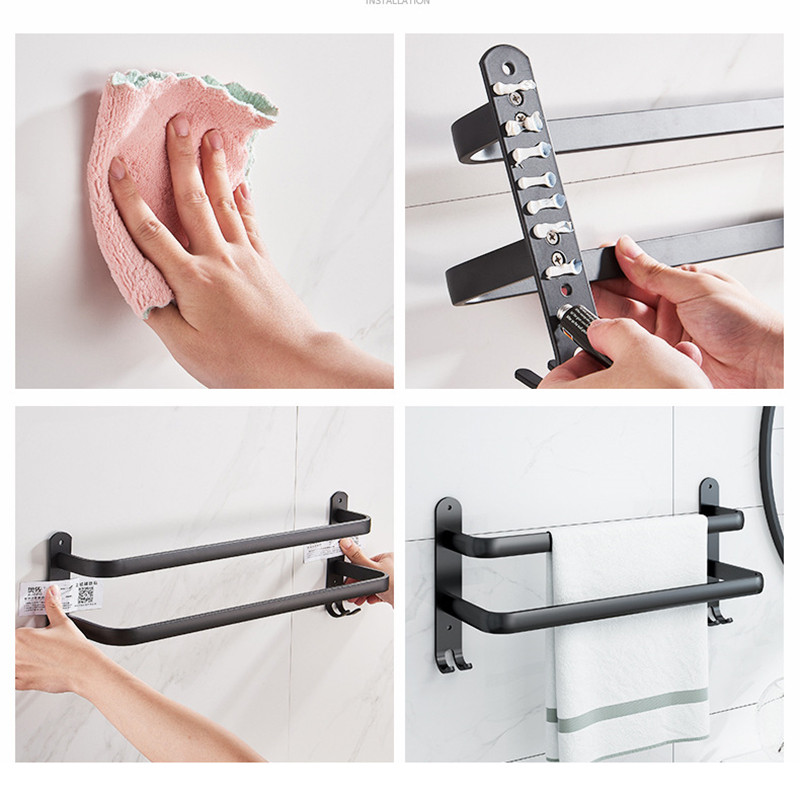 Rankšluosčių kabykla Vonios kambario aksesuarai 1/2/3 sluoksnių rankšluosčių laikiklis dušo kabykla be gręžimo aliuminio lydinio be perforavimo Toliet laikymo lentyna